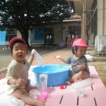 上からシャワーの雨が降ってきたよ～♬
