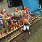 水鉄砲で的あてを楽しんだよ！