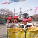 桜の木の下でお花見🌸こいのぼりもたくさん泳いでたね～！