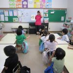 絵本を見ながら、むき方を練習したよ