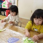 ちぎった白菜を並べてみよう！